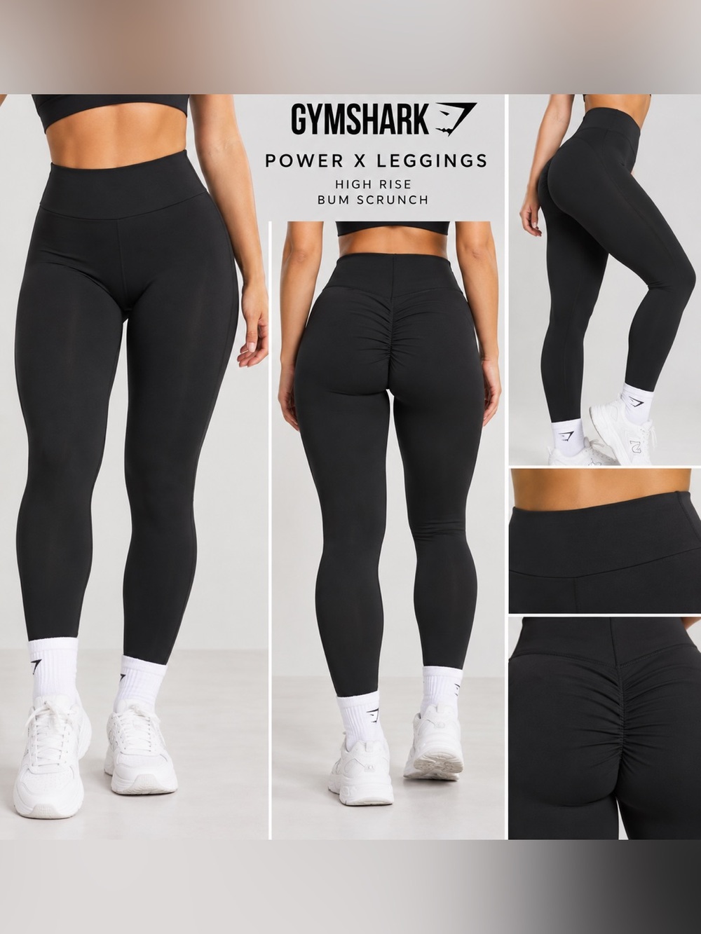 (#I) Gymshark Power X Leggings Black High Rise Bum Scrunch Large
